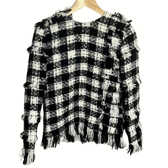 MSGM Milano Embellished Tweed Fringe Top Size 38 (M/L) Rare Runway-Style Boucle - Picture 2 of 15